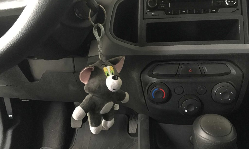 cark keys with a big cat keychain